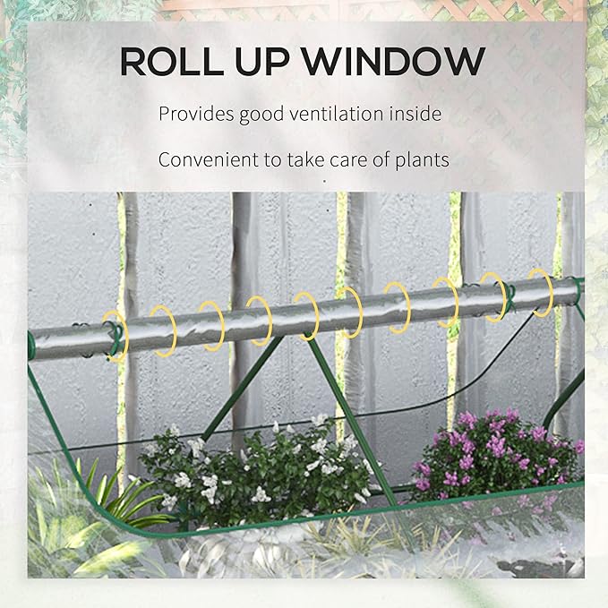 6' x 3' Galvanized Raised Garden Bed with PVC Greenhouse Cover Outdoor Metal Planter Box with 2 Roll Up Windows for Growing Flowers Fruits Vegetables and Herbs Light Gray