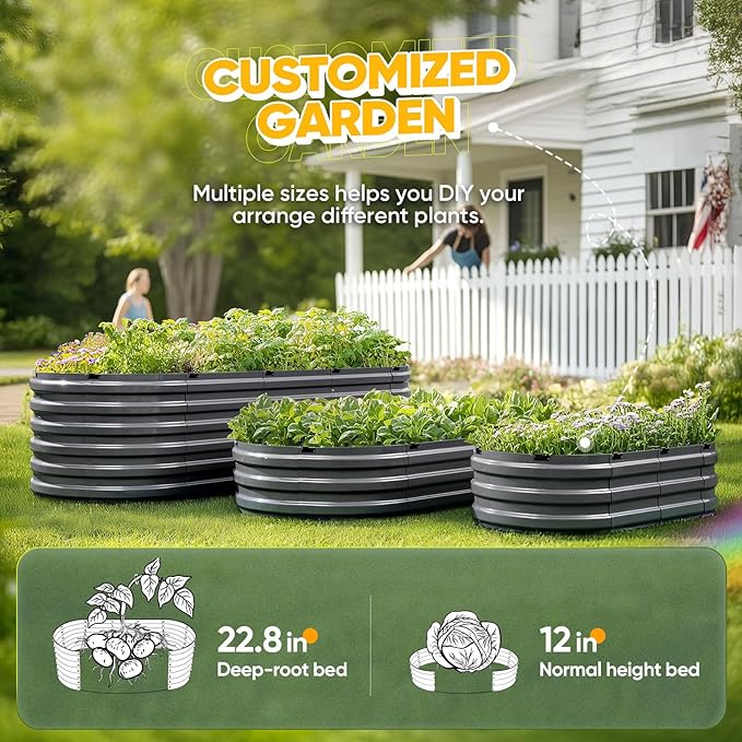 KING BIRD Raised Garden Bed Kit 2025 Upgraded Quick-Setup Galvanized Planter Garden Box Outdoor for Gardening Vegetables Flowers 94x36x12 in Dark Grey