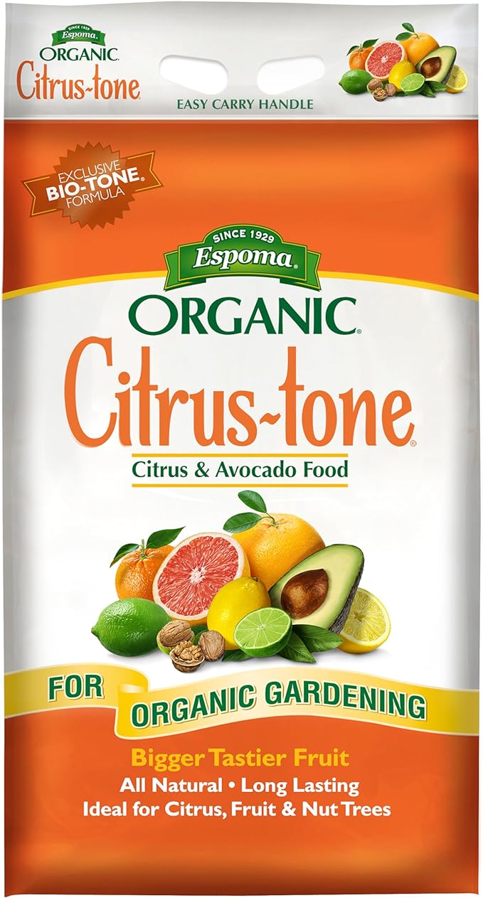 Espoma Organic Citrus-Tone 5-2-6 Natural &amp Organic Fertilizer and Plant Food for All Citrus Fruit Nut &amp Avocado Trees 18 lb. Bag. Promotes Vigorous Growth &amp Abundant Fruit - 2 Pack
