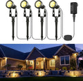 Outdoor Landscape Lighting 4-Pack Outdoor Spot Lights with Transformer Plug in LED Spot Lights for Garden Yard Backyard Plants Lawn Trees House Flags IP65 Waterproof – Warm White