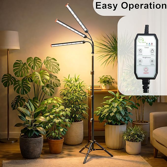 Grow Light with Stand for Indoor Plants3500K Warm White Plant Light with Red Blue LEDs for Indoor Tall Large Plants GrowingDimmable &amp Auto TimerHeight Adjustable 17-61
