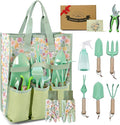 Gardening Tools 9-Piece Heavy Duty Gardening Hand Tools Set (Green) Stainless Steels and Reinforced Garden Supplies Kit Durable Garden Tools Organizer Handbag Ideal Garden Gifts for Women