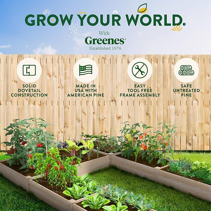 Greenes Fence Original Pine Raised Garden Bed 8' x 12' x 10.5 U-Shaped Bed - Made in USA with American Pine