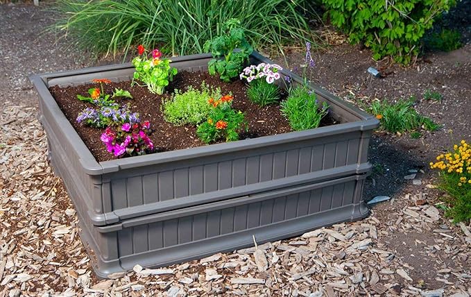 LIFETIME 60069 Raised Garden Bed Kit 4 x 4' Brown