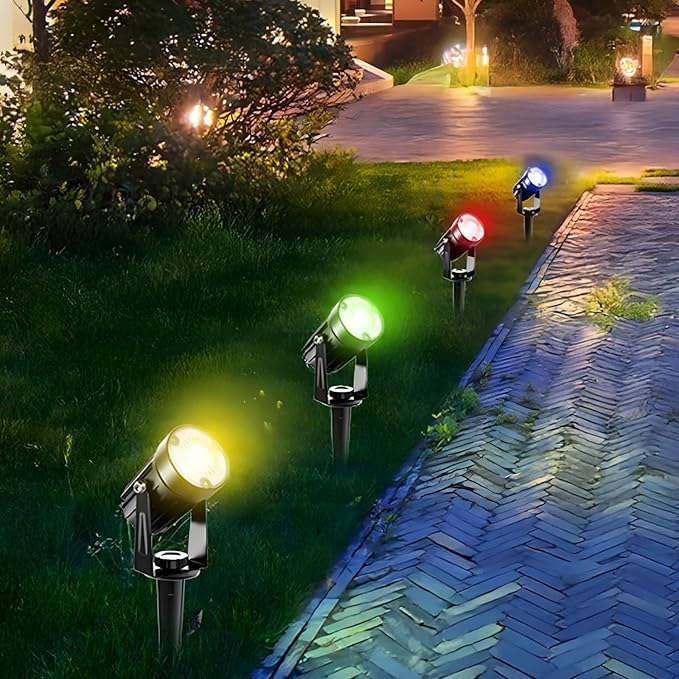 Outdoor Solar RGB Led Pathway Lights Color Changing Landscape Spotlights Weatherproof Garden Lights Energy-Efficient Easy to Install