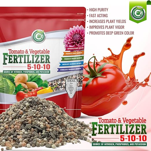 5-10-10 Tomato &amp Vegetable Fertilizer - Made in USA - NPK + Micronutrients Plant Food for Flower Gardens - (Cz Garden Organics All Purpose Fertilizer 8LB)