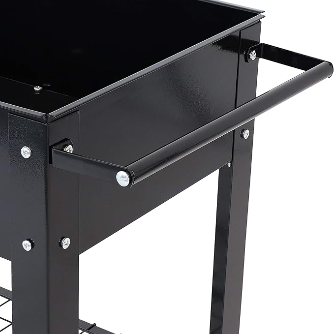 Sunnydaze 43-Inch Galvanized Steel Raised Garden Bed with Legs - Outdoor Elevated Planter Box with Wheels for Vegetables - Black