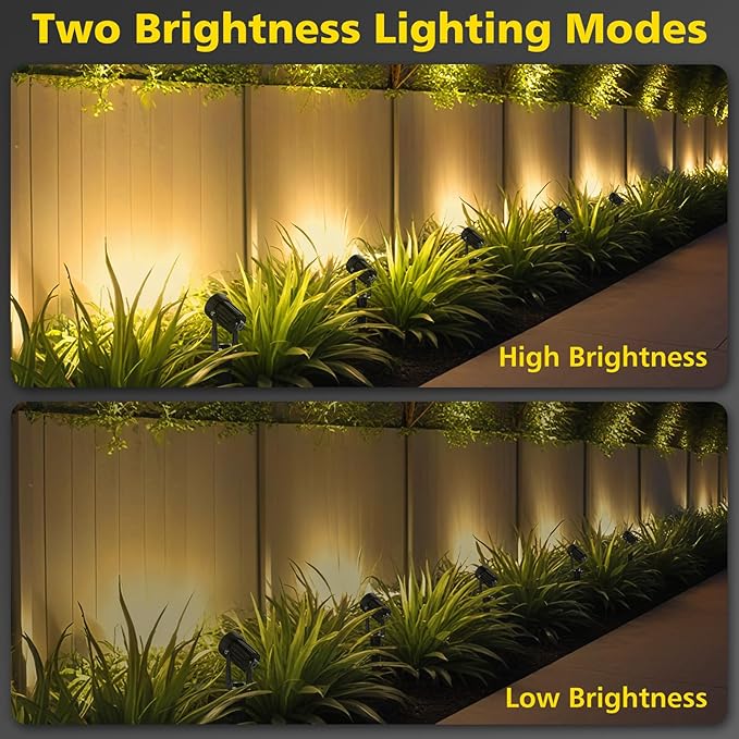 T-SUN Solar Spotlights 2W Outdoor LED Landscape Spot Light 2-in-1 Waterproof Solar Powered Wall Lights Auto ON/Off with Dual Headlamp for Garden Yard Pathway(Warm White)