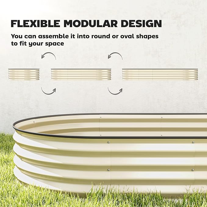 Outsunny 2PCS Galvanized Raised Garden Bed 7' x 3' x 1' Raised Beds for Gardening with Plant Support Stakes Rubber Strap Edging and Gloves Metal Planter Box for Vegetables Flowers Cream White