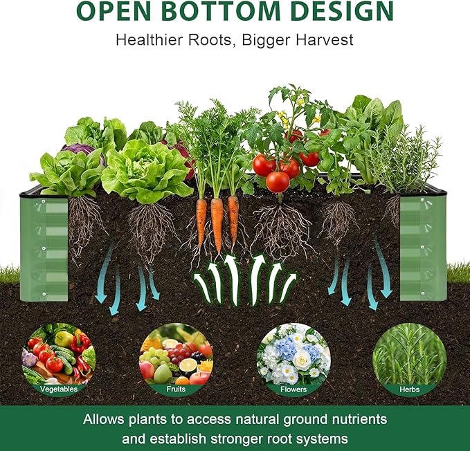 Galvanized Raised Garden Bed – 2 Pack 4x2x1 Ft Patented Leak-Proof Planter Box Outdoor Gardening Metal Raised Garden Beds Kits for Veggies Herbs &amp Flowers (Green)