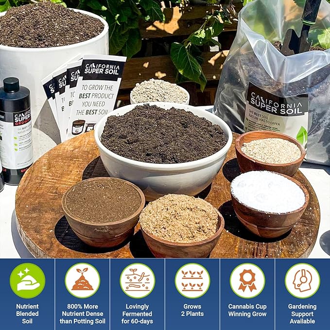 California Super Soil Premium 100% Organic Super Soil Kit 18+ Nutrient Blend - Living Soil Technology - Potting and Garden Soil for Indoor Grow Kit - Includes (7X) 6 Lbs Bag of CaliSuperSoil