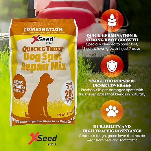 Quick &amp Thick Dog Spot Repair – Grass Patch Repair for Lawn Regrow Yellow Grass Areas Anywhere Quick Pet Proof Grass Seeds for Lawn Fertilizer &amp Natural Growth Medium - Up to 200 Spots 1.75