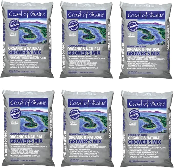 Coast of Maine Stonington Blend 1.5 cu ft (Pack of 6) Organic and Natural Grower?s Mix for Large Container Plants