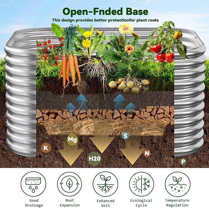 4 Pack Tall 2x2x2FT Corrugated Galvanized Steel Raised Garden Bed Outdoor Metal Above Ground Garden Bed for Vegetables and Flowers Raised Beds for Gardening