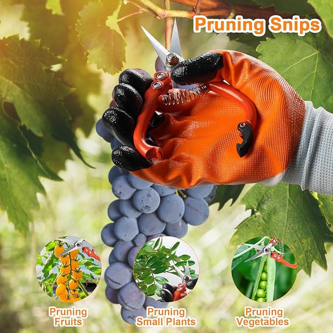 6Pcs Pruning Shears Set with Bypass Pruning Shears Garden Scissors Pruning SnipsSawGlovesStorage BagHandheld Garden Shears Set for Plant