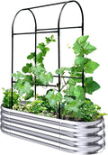KING BIRD Raised Garden Bed with Arched Trellis Galvanized Planter Garden Box Outdoor for Gardening Climbing Vegetables Flowers 3.94x1.97x0.98 Ft Silver