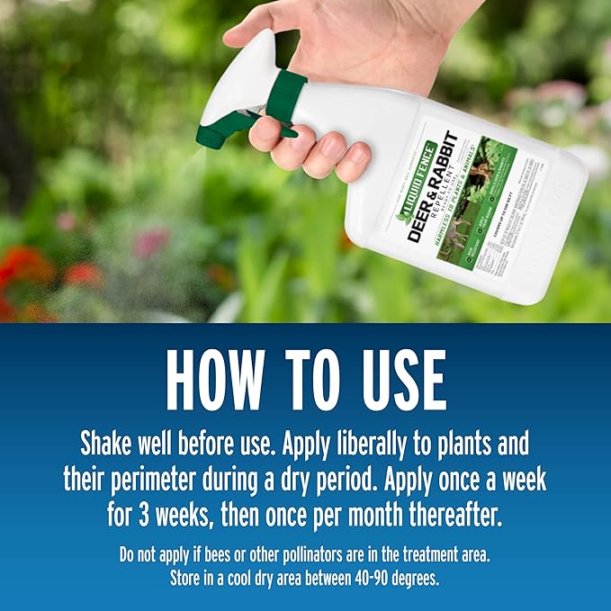 Liquid Fence Deer And Rabbit Repellent Concentrate 32 Ounces Apply Year-Round