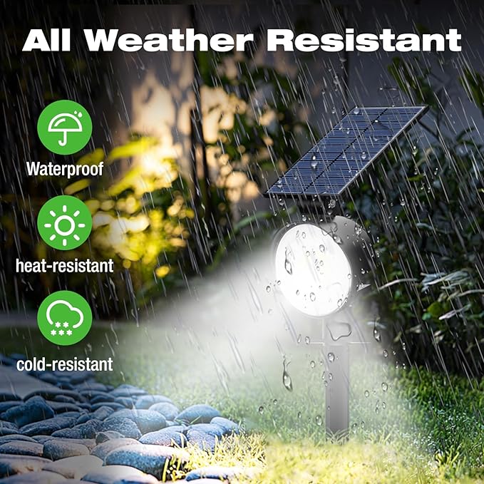 nipify 12 Pack Solar Spot Lights Outdoor Waterproof with 3 Modes Solar Spotlight Light for Outside Yard Landscape Lighting Pathway Lights Wall Cool White