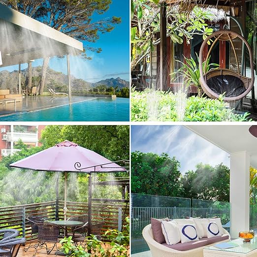 Drip Irrigation Kits 100ft/30M Garden Plant Watering Sprinkler System with Distribution Tubing Hose Adjustable Nozzles Automatic Mist Cooling Irrigation Set for Garden Lawn Patio