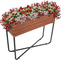 Sunnydaze Slatted Acacia Wood Raised Garden Bed with Legs - Oil-Stained Finish - Powder-Coated Steel Frame - Removable Insert - 23.5-Inch H