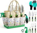 Gardening Tools 10-Piece Heavy Duty Garden Tool Set with Fashion and Durable Garden Tools Organizer Handbag Rust-Proof Gardening Hand Tools Weeding Kit Ideal Gardening Gifts for Women