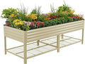 Elevated Raised Garden Bed- Jumbo Series 3' x 8' Outdoor Planters Boxes with Legs &amp Storage Rack for Patio 2000+ Lbs Weight Capacity Raised Beds for Gardening Herbs Vegetables Flowers Pearl Wh