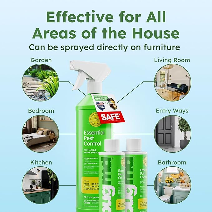 BugMD Ant Killer &amp Bug Spray - Roach and Cockroach Killer Indoor Spider Spray for Home Fly and Insect Defense Natural Safe with Essential Oils Plant-Powered Pest Control - Starter Kit