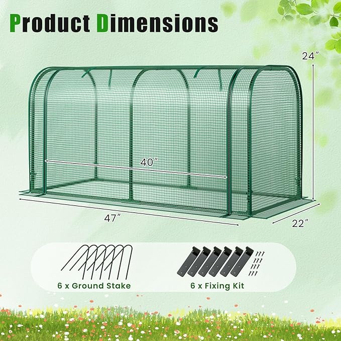 Giantex Raised Garden Bed with Cover Wood Elevated Planter Box with Legs &amp Mini Greenhouse Waterproof Sun-Protective PE Green House Cover Outdoor Use for Fruit Vegetable Flower Herb (Green+Natu