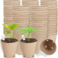 132 Pack Organic Peat Pots 3.15 Inch Nursery Pot Round Plant Seedling Pots with Drainage Holes Small Seed Starting Starter Tray Bulk Garden Germination Container with 132 Planting Labels(8 cm)