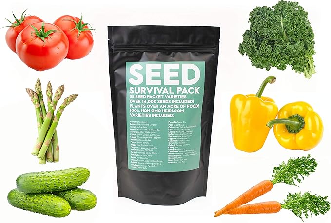 Shop Succulents | Emergency Survival Garden Kit | 14000 Non GMO Heirloom Seeds with Long Shelf Life 38 Variety Pack of Edible Fruits and Vegetables