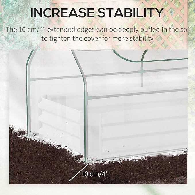 Outsunny 6 x 3 x 1ft Raised Garden Bed with Mini Greenhouse Galvanized Raised Garden Bed with Cover for Herbs and Vegetables Small Greenhouse for Patio Garden Balcony Clear and Light Gray
