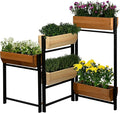 dobar® Flexi Vertical Bed with 5 Steps - Flexible Raised Bed Made of Pine Wood - Folding Flower Box Herb Bed - 165 x 18 x 105 cm - Black/Brown/Natural