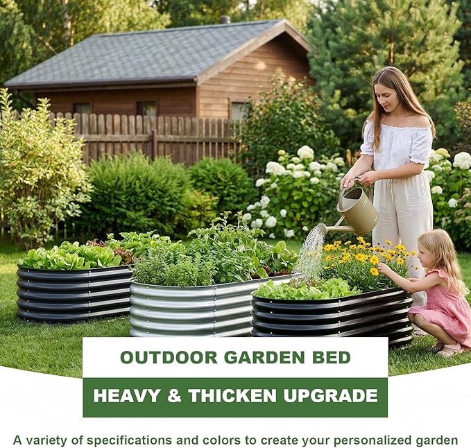 AHEONLAR 3 Pack 4×2×1.5ft Galvanized Raised Garden Beds Outdoor Sturdy Planter Boxes for Vegetables Fruits Flowers and Plants Easy Assembly Silver