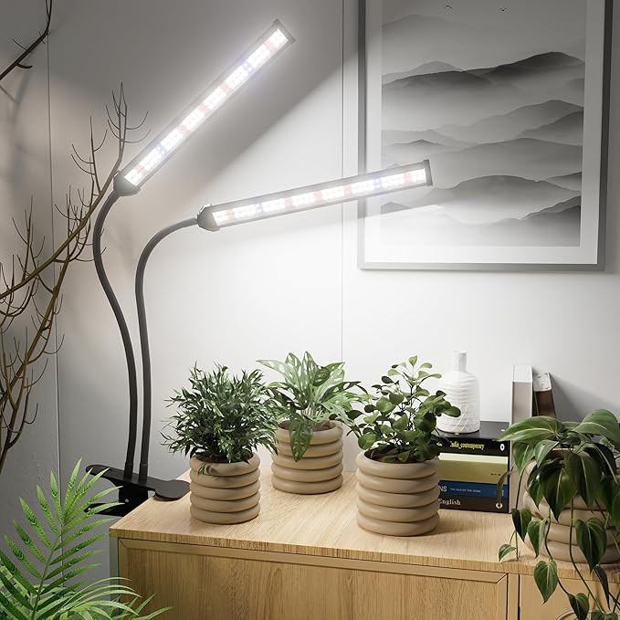 GooingTop LED Grow LightWhite Full Spectrum Clip Plant Growing Lamp with High Power Red Blue LEDs for Indoor PlantsDimming &amp Optional Auto Timer