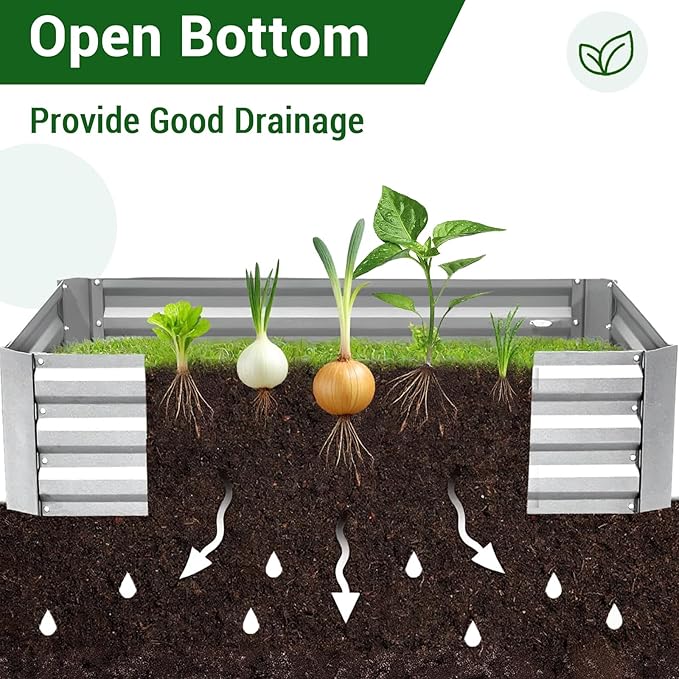 Galvanized Raised Garden Bed with Cover 6x3x3Ft Extra-Thick Metal Planter Box Kit with 2 Roll-Up Large Screen Windows Mini Greenhouse &amp1 Pair of Gloves for Growing Vegetables Fruits Flower Clear