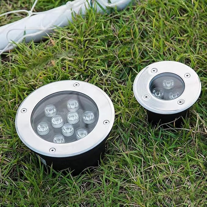 Low Voltage Round Outdoor Ground Light - IP65 Waterproof LED Landscape Lamp for Patio Driveway Garden and Pathway (12W DC12V Available in Red Green and Blue)