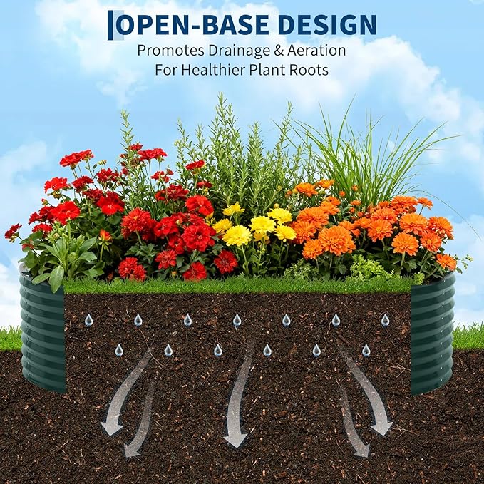 8X4 FT Large Galvanized Raised Garden Bed with Greenhouse Cover Steel Planter Kit with Zippered Doors &amp Open Base for Vegetables &amp Flowers Green