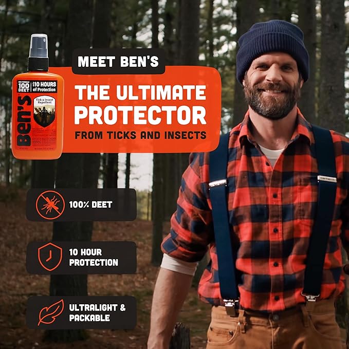 Ben's 100 Tick &amp Insect Repellent - Alcohol-Free DEET Insect Repellent Pump Spray - Offers 10 Hours of Protection for Adults &amp Children -3.4 Fl Oz (2 Pack)
