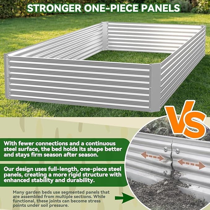 3 Pack Raised Beds for Gardening Corrugated Galvanized Steel Raised Garden Bed Outdoor Metal Above Ground Garden Bed for Vegetables and Flowers-4x2FT(Rectangular)