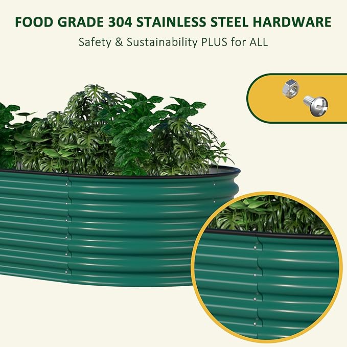 BlueWish 8x2x1.4FT Raised Garden Bed Outdoor 9 in 1 Metal Raised Bed for Gardening 17 H Galvanized Raised Garden Bed Planter Box for Plants Vegetables Flowers Green