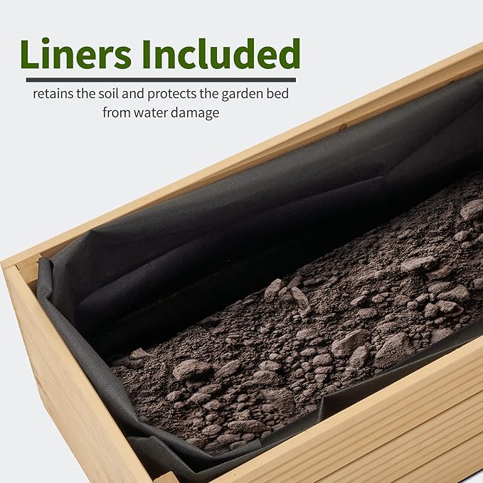 MCombo L Shape Wooden Raised Garden Bed Outdoor Planter Box Elevated Garden Bed for Vegetables Herb and Flowers 0213