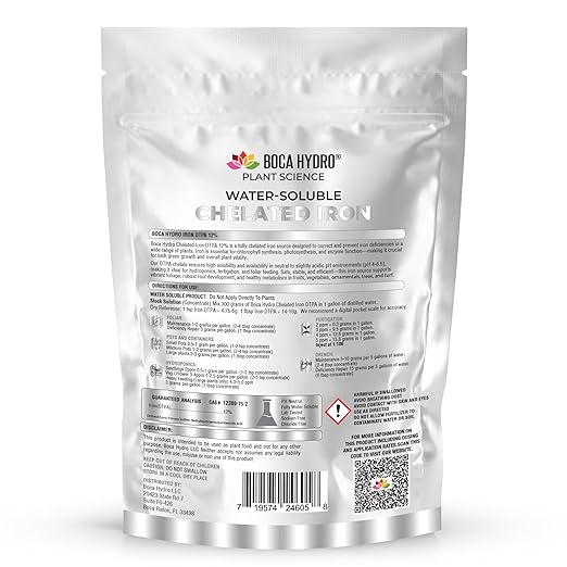 Iron DTPA 12% Chelated Micronutrient for Hydroponics Fertigation and Soil – Highly Soluble Iron Supplement for Nutrient Solutions pH up to 7.5 – Corrects Light Colored Leaves (10 Lb)