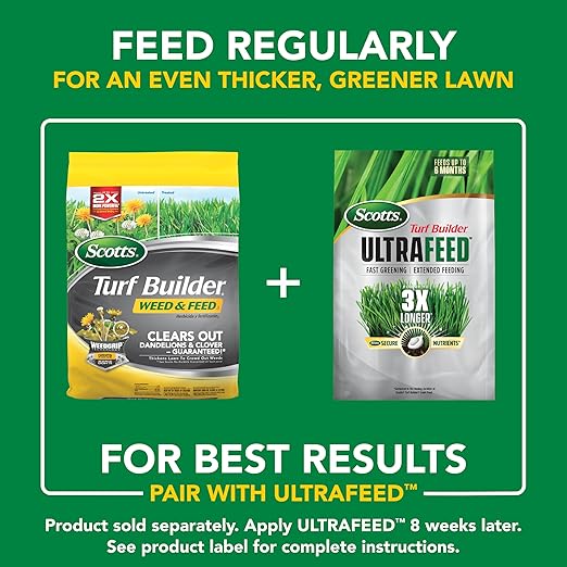 Scotts Turf Builder Weed and Feed5 - Weed Killer Plus Lawn Fertilizer Lawn Weed Killer Controls Dandelion and Clover Grass Fertilizer For Up To 12000 sq. ft. 33.95 lb.