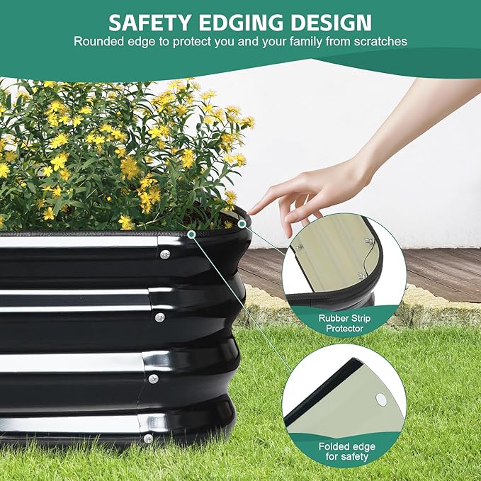 5 in 1 Galvanized Raised Garden Bed - 8x3x1ft (2Packs) Modular Planter Box Outdoor | Metal Raised Bed Kit with Bracing Rods for Gardening Vegetables Flowers Fruits Herbs (Gray)