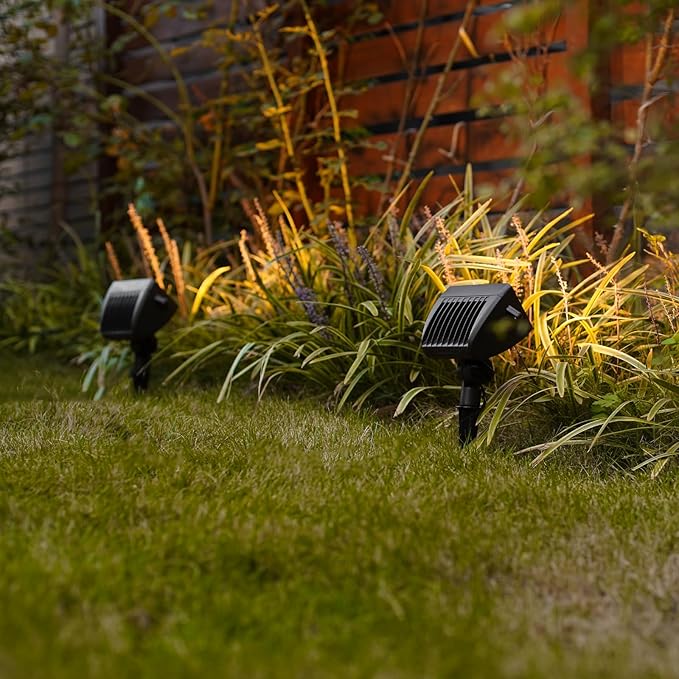 GOODSMANN Low Voltage LED Landscape Wall Wash Kits 8PK Spotlight &amp Floodlight 18W 2700K Outdoor Lights Brown Finish Outside Hardwired Lighting with Metal Stake Cable Connector Replaceable