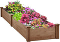 Topeakmart 95 x 25 x 11inches Wooden Elevated Raised Garden Bed 8x2ft Raised Kit Divisible - Garden Planter Boxes for Vegetables Outdoor Outside Brown