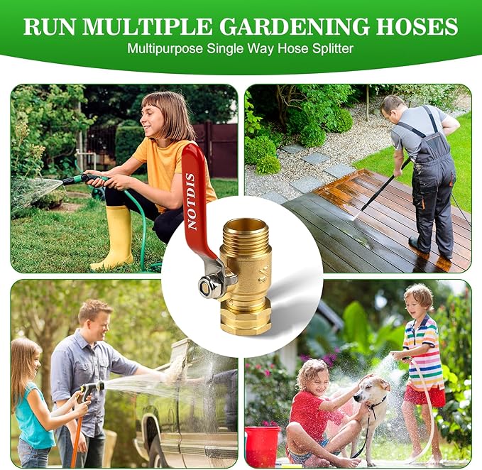 Brass Garden Hose Shut Off Valve with Full-Flow Design - Heavy Duty 3/4 GHT Connector 304 Stainless Steel Handle - 2 Pack (Corrosion-Resistant)