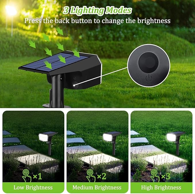 Solar Lights Outdoor Garden Solar Spot Lights Outdoor LED Waterproof for Yard with Landscape Front Door Ornaments