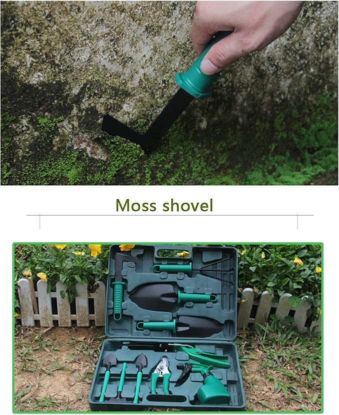 Garden Tools Kit Metal Plastic Multifunctional Complete Kit Gardening Tool Set Comfortable Hand Feel Gardening Tools for Planting Pruning ers[Green]