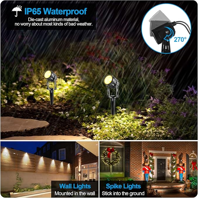 ALOVECO 12V Waterproof LED Landscape Lights with Adapter + 2 Pack Daisy Chain Lamps for Patio Deck Yard Garden Driveway